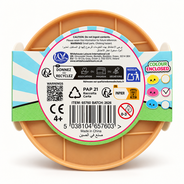 Squeezy Dumplings packaging reverse with safety information for ages 4+