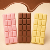 Squooshies chocolate bar sensory squishy toys in pink, brown and cream assorted colours