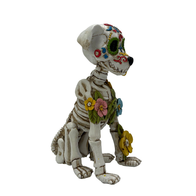 Sugar Bloom dog horror figurine gothic home decor floral skull design