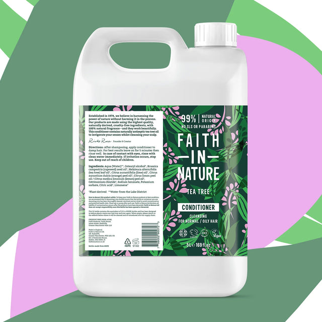 Tea tree conditioner for oily hair and scalp in 5 litre refill bottle