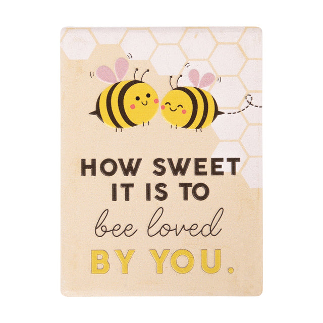 Valentine’s Day ceramic magnet with bee design and loved by you message