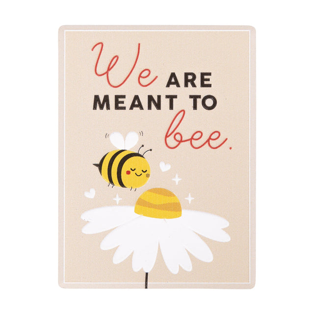 Valentine’s Day ceramic magnet with “We are meant to bee” message and bee illustration