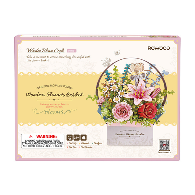 Rowood wooden flower kit featuring roses, lilies and carnations