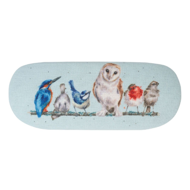 Wrendale Designs bird glasses case with illustrated birds on branch design and hard shell