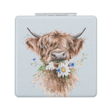 Wrendale Designs Highland Cow compact mirror inspired by Hannah Dale's artwork