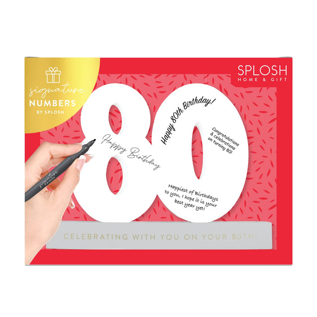 Splosh Signature Number 80 - Surprise someone on their special birthday with a Signature Number from Splosh. Remember the special birthdays for years to come with all the personal touches.  Mark your special occasion forever with signatures and messages from everyone who shared it with you. Use as eye-catching party decorations and as a heartfelt birthday gift for them.