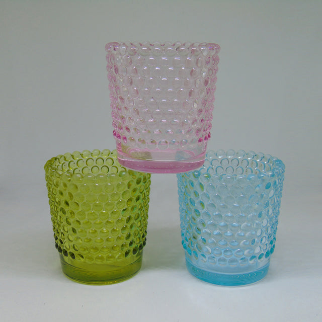 Cello Votive Holder Optical - Assorted Colours Green, Blue, Pink