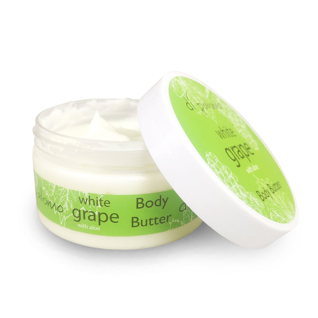 A luxuriously indulgent body butter blended using the finest ingredients of White Grape including shea butter, avocado oil and honey extract to truly nourish and leave even the driest of skin feeling soft, supple and radiant.  

Massage a generous amount into skin for a soft, smooth finish and deep re-hydration. All tied up in a gorgeous gift box, perfect for gifting‚¦not that you will want to give it away!
