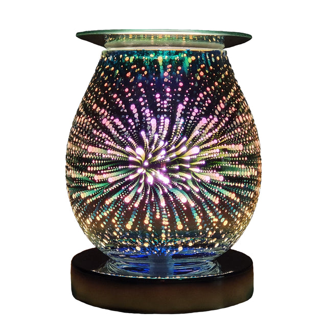 This Melt Burner features touch technology, giving you three different light/heat levels to allow you to create your desired atmosphere. When turned on it will illuminate a stunning design of beautiful 3D fireworks, lighting up your room with colours.
