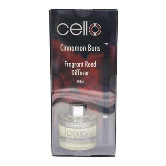  Transform your living space and create a unique ambience with this Cinnamon Buns Reed Diffuser. Our Cello reed diffusers are the perfect way to introduce fragrance your home. By tailoring a specific rooms scent you can evoke a certain atmosphere and create a fragrance journey throughout your home.    Freshly baked fluffy buns, straight from the oven waft their pleasant, spiced fragrance throughout the air. Warm cinnamon tantalises your tastebuds. 