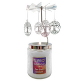 Cello Gemstone Candle with Convection Spinner - Clothesline Fresh with Clear Quartz