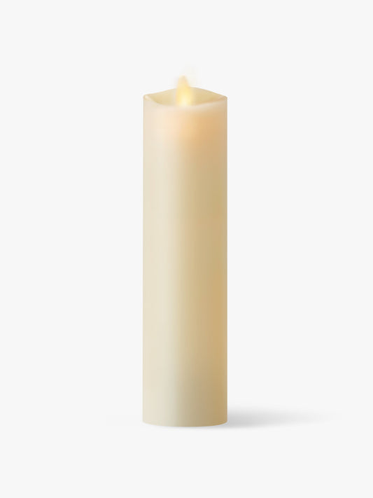 Made with 100 % pure paraffin wax, this 2.0" x 7.9" candle features a realistic flame creating a unique flickering flame effect. Safe for indoor use only. 