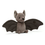 Wrapabat Brown is very clever. Whenever its chilly, this bright little bat wraps both wings round like a cosy cape! Merry in velvety mushroom fur, with fudgy stitch wings and a handy velcro patch, this leaf-eared lovely is always ready for a nice sleep, upside-down!
