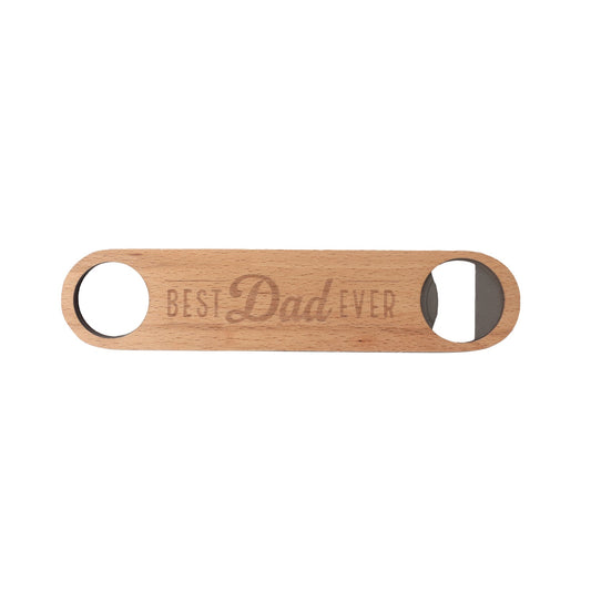 Become Dads official favourite with this beechwood bottle opener with an etched quirky quote and a metal opener.
