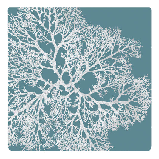 Splosh Hamptons Ceramic Coaster - Lage Aqua Coral