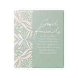 Ceramic good friends verse with embossed design, stand and hanging hook