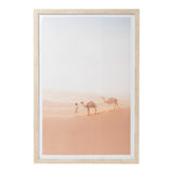 Framed camel print with glass front and hooks for hanging