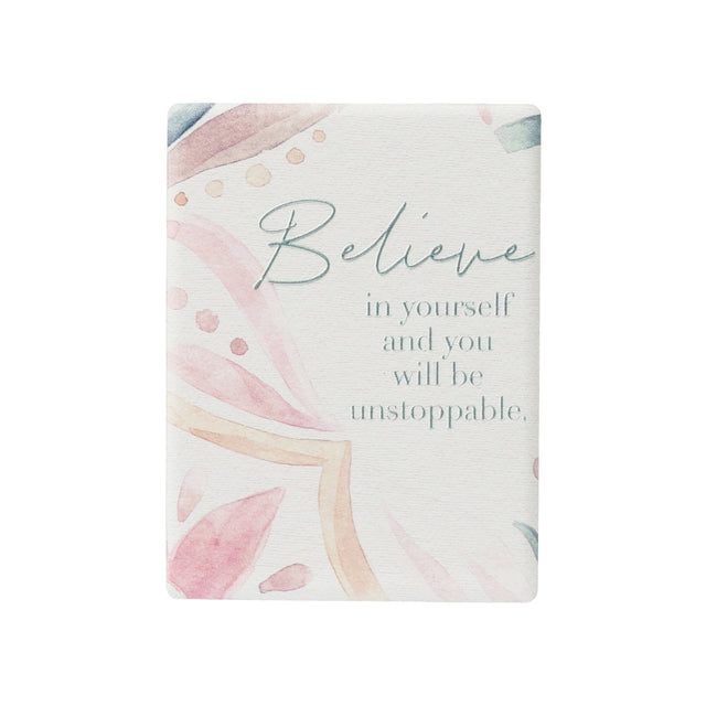 Printed and embossed ceramic magnet with "unstoppable" verse