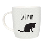 This Cat Mum mug from the Precious Pets collection is the perfect way to celebrate your love of Cats whether at home or work, or buy it as a gift for the ultimate Cat lover. The Precious Pets collection features a stylish grey scallop design paired with a Cat silhouette. The Cat Mum mug is one of 4 cat related mugs in the Precious Pets mug collection