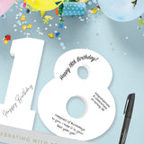 Splosh Signature Number 18 - Surprise someone on their special birthday with a Signature Number from Splosh. Remember the special birthdays for years to come with all the personal touches.  Mark your special occasion forever with signatures and messages from everyone who shared it with you. Use as eye-catching party decorations and as a heartfelt birthday gift for them. 