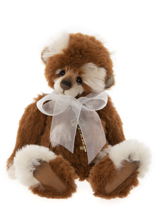  Degas is a 13" Teddy bear with a five-way jointed body sewn from the finest alpaca and mohair in russet and creamy hues.