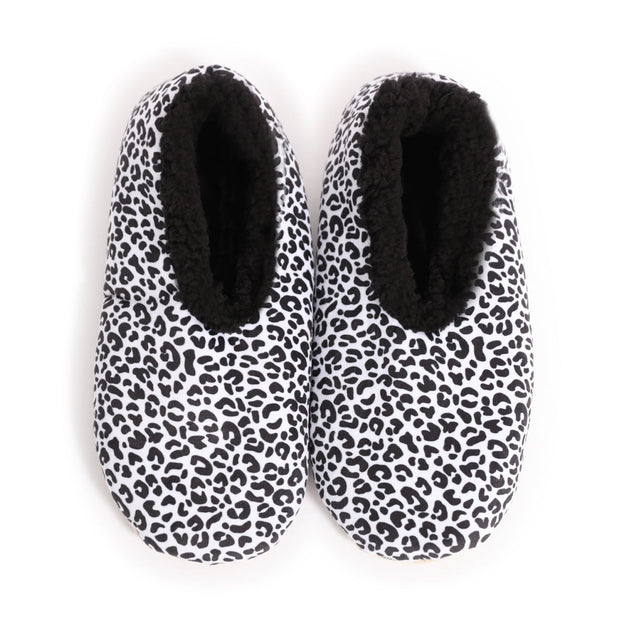 Splosh Women's Black Velvet Leopard Slippers