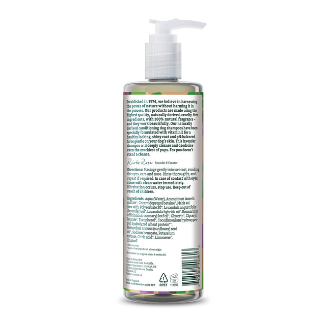 Chamomile dog shampoo for sensitive skin and gentle cleansing