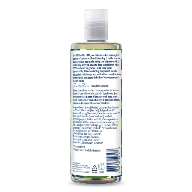 Natural hemp shower gel with citrus and ginger oils