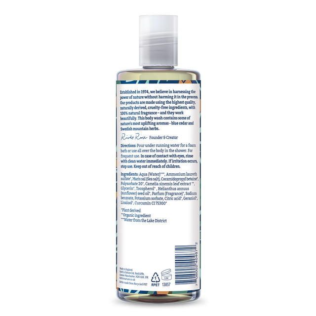 Vegan cedarwood body wash for men and women with natural ingredients
